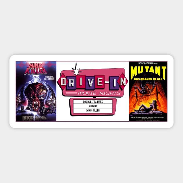 Drive-In Double Feature - Creature Horror Movies Sticker by Starbase79